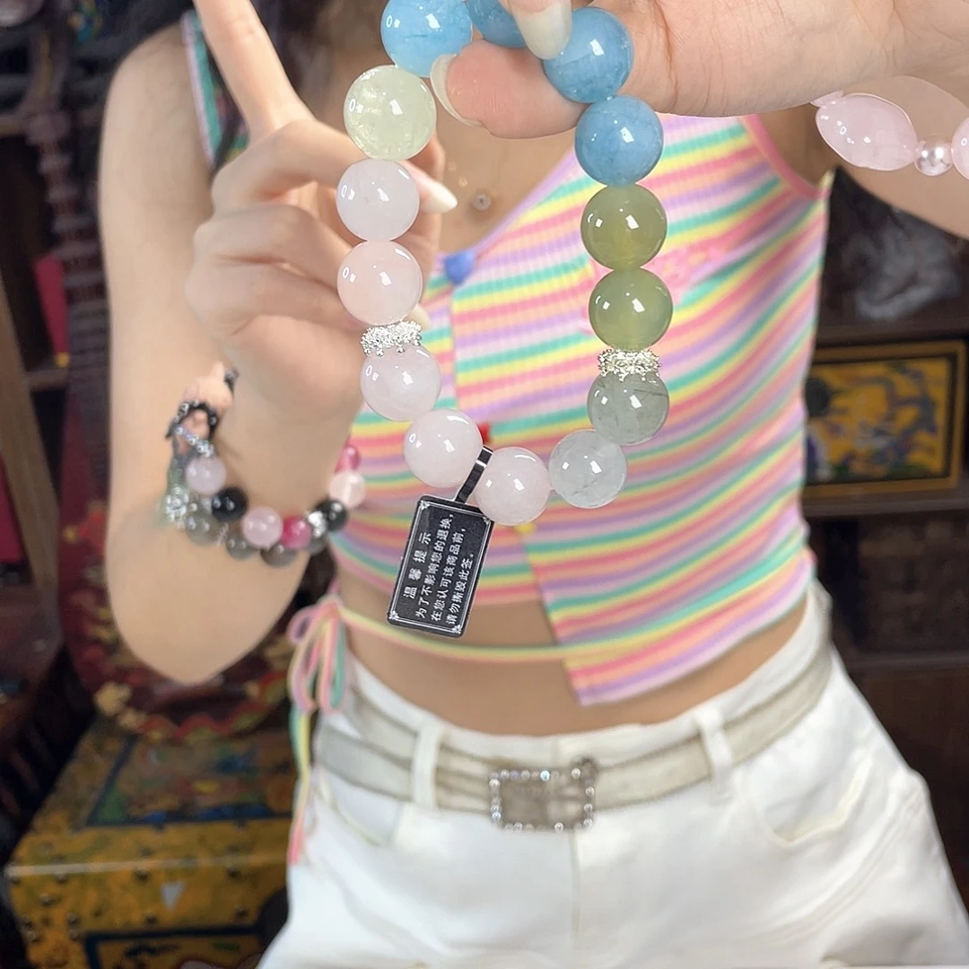 水晶手链银S925镀金镶嵌