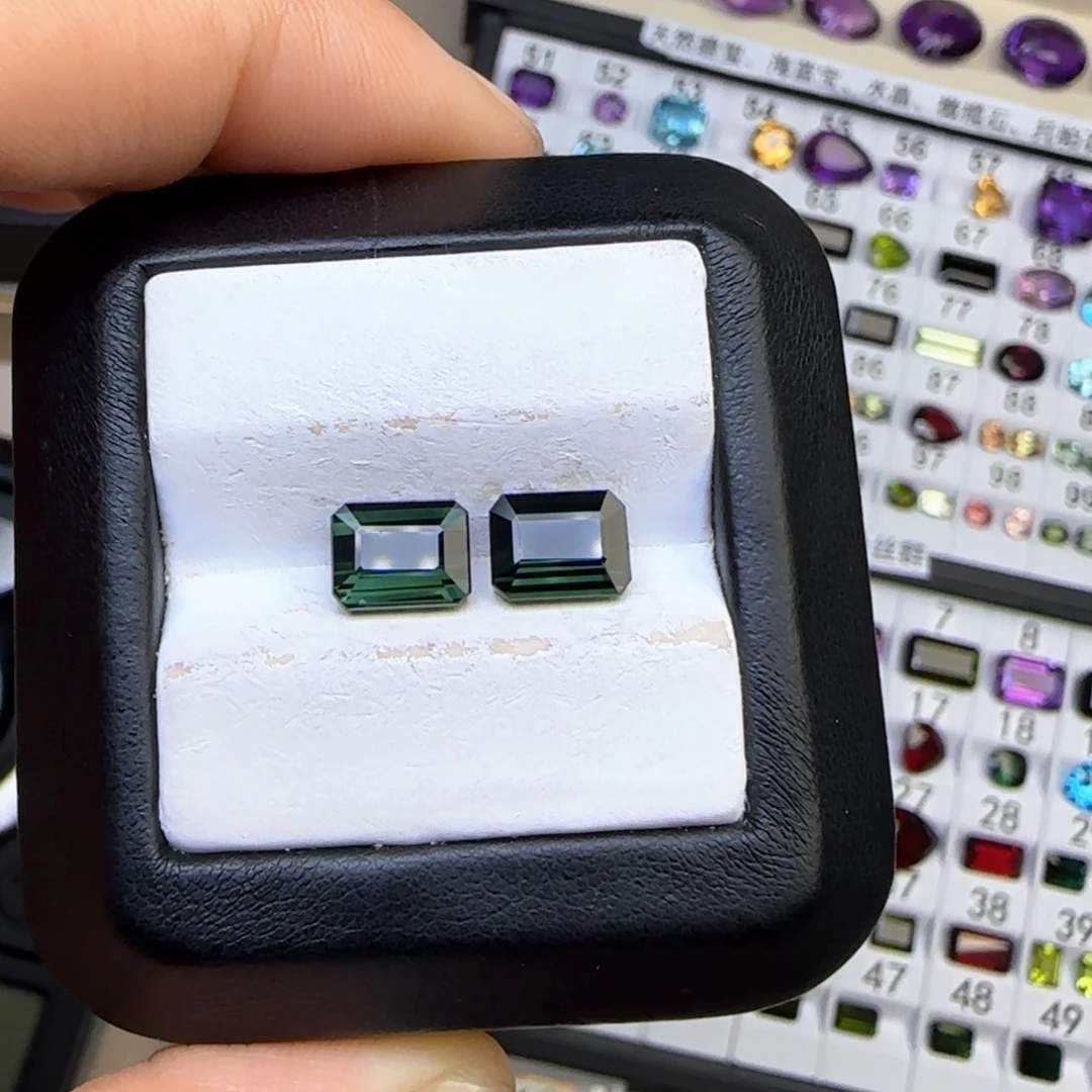 碧玺珠宝半成品未镶嵌天然 一对4.28克拉