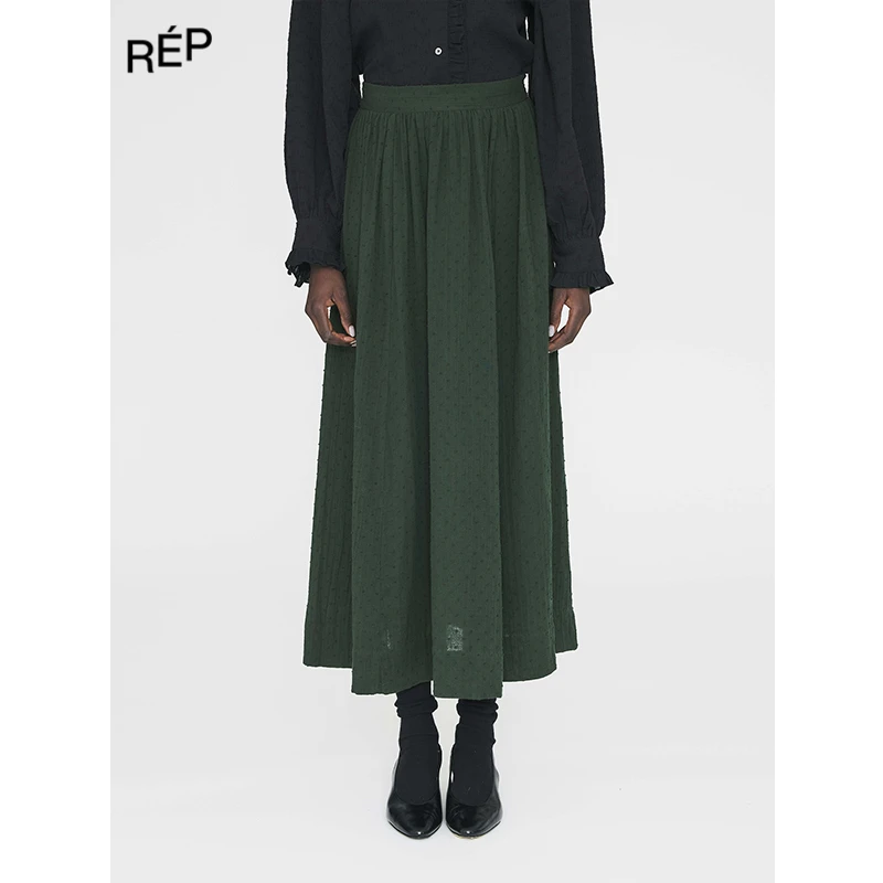 REP-ANTIK BATIK设计师品牌深绿褶皱长裙 25FW新品