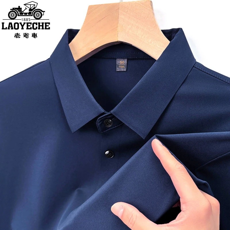 老爷车男士秋季翻领长袖T恤休闲上衣中年爸爸宽松POLO衫8600