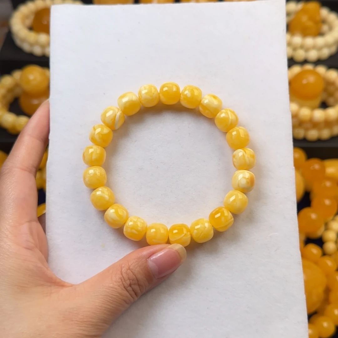 琥珀未镶嵌颈饰橘白花同料杨枝甘露11