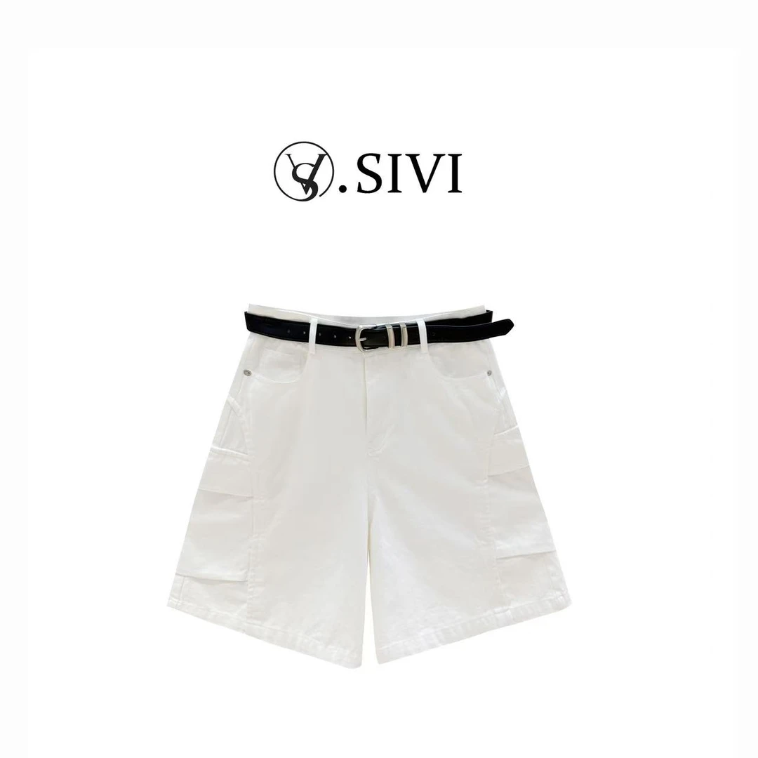 熙薇【黄金比例】夏季薄款多巴胺裤子女百搭设计直筒五分裤H3570