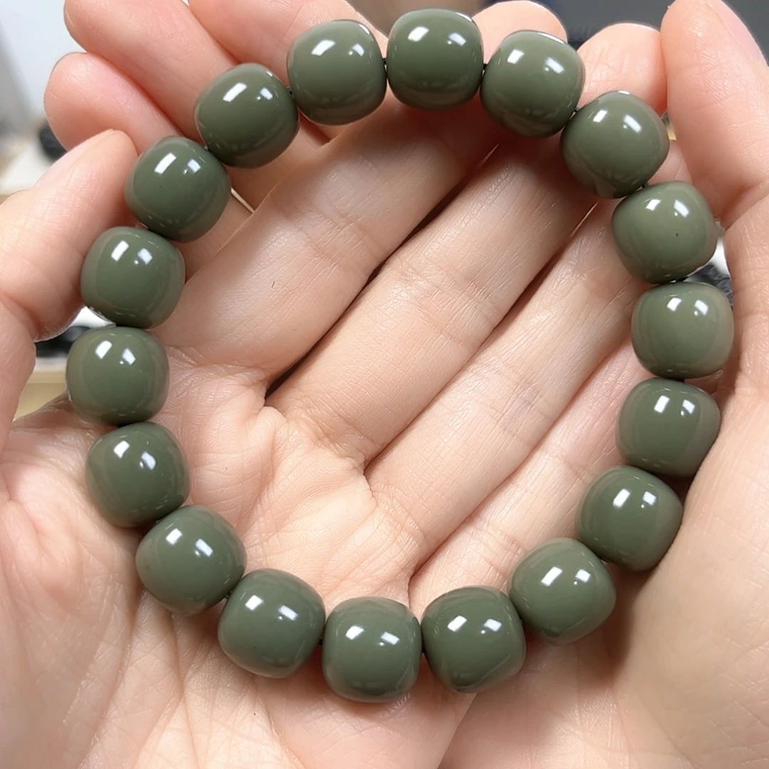 和田玉未镶嵌手串卡12老形珠