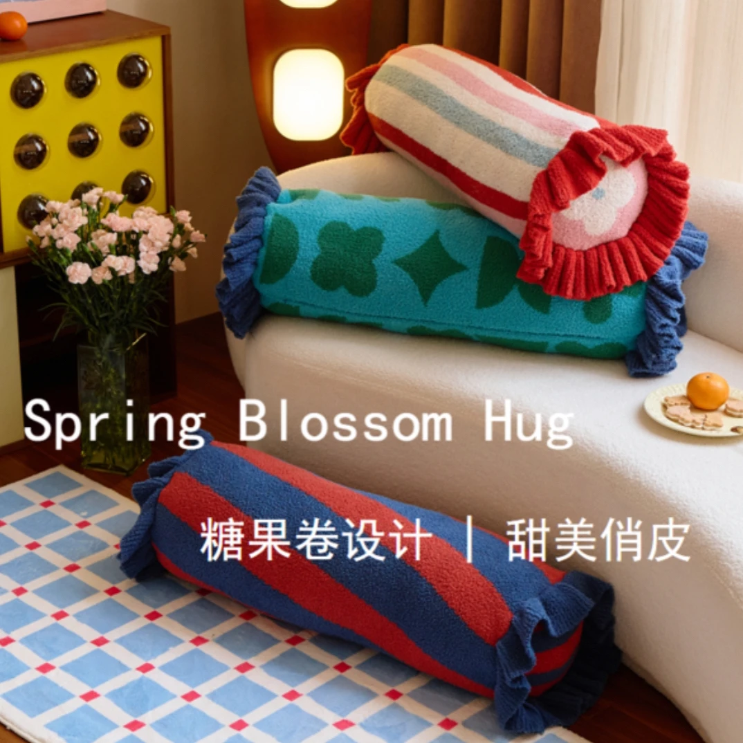 简约风长条圆柱抱枕含芯柔软舒适可夹腿可靠垫家用