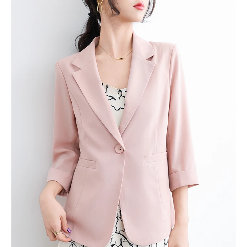 夏季薄款女士小西装外套上衣气质修身减龄简约显瘦休闲百搭西服女