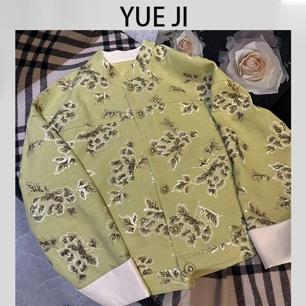 YUE JI 2025新款春季上新国风刺绣亮片女装短外套 2502-055