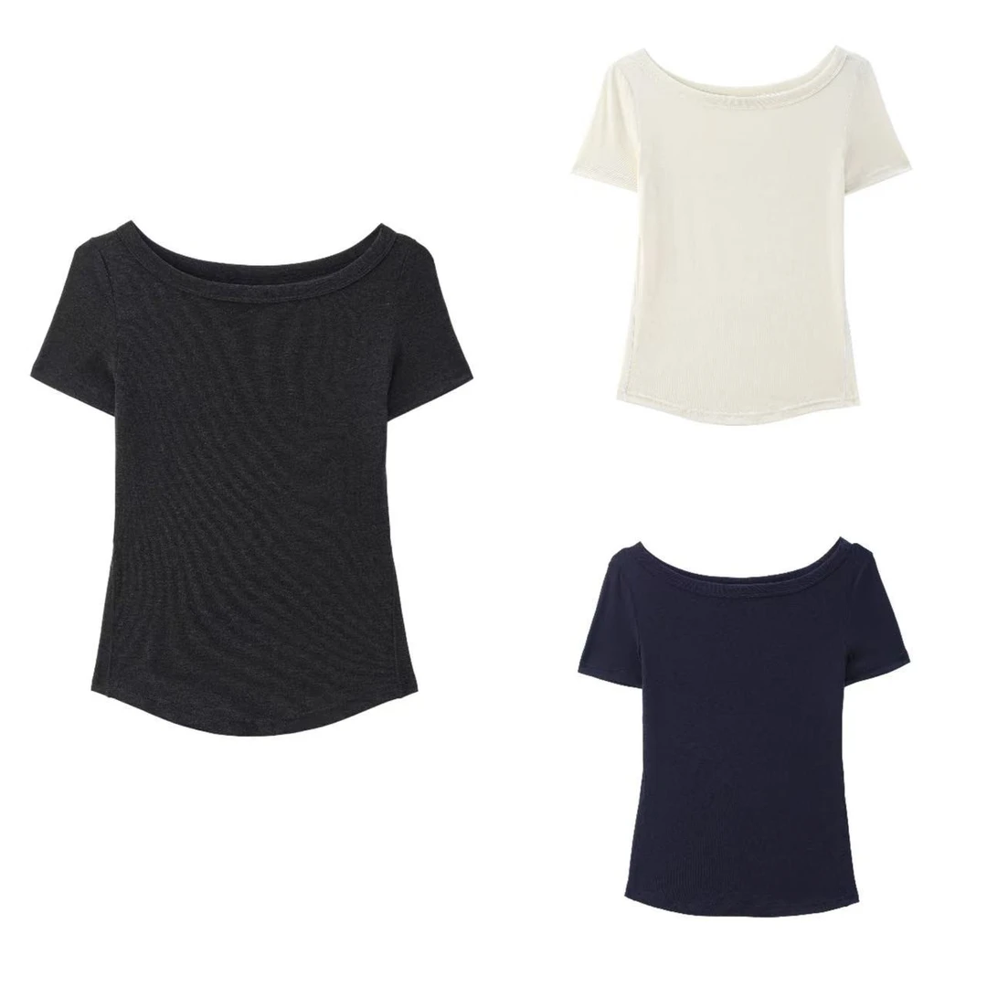 【LU家同款】羊毛修身剪裁船型领日常瑜伽运动T恤FJYHH001