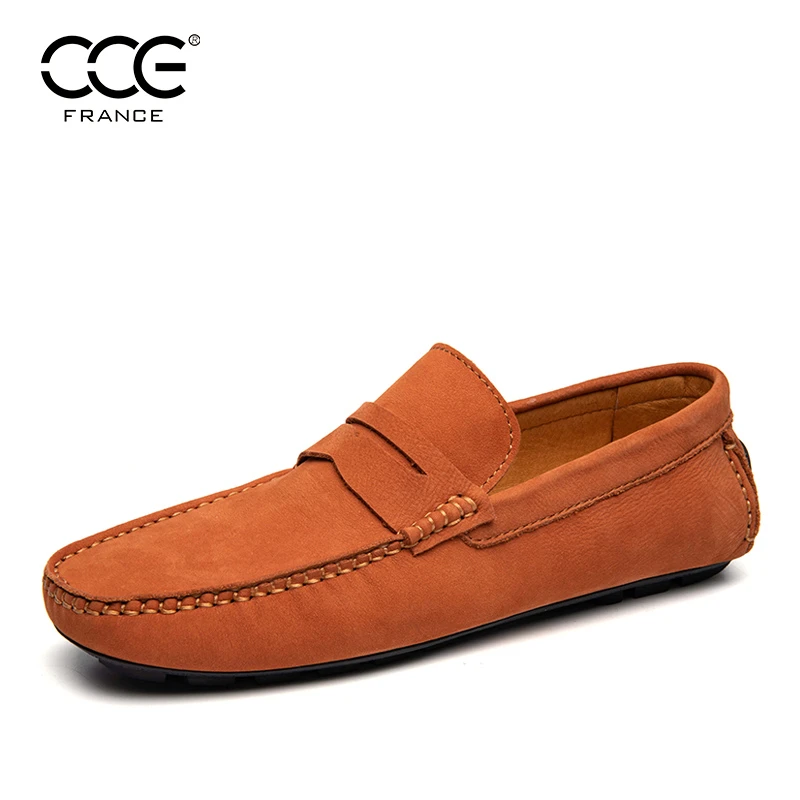 CCE头层牛皮耐磨豆豆鞋透气平跟时尚一脚蹬休闲豆豆鞋男LD7621-C