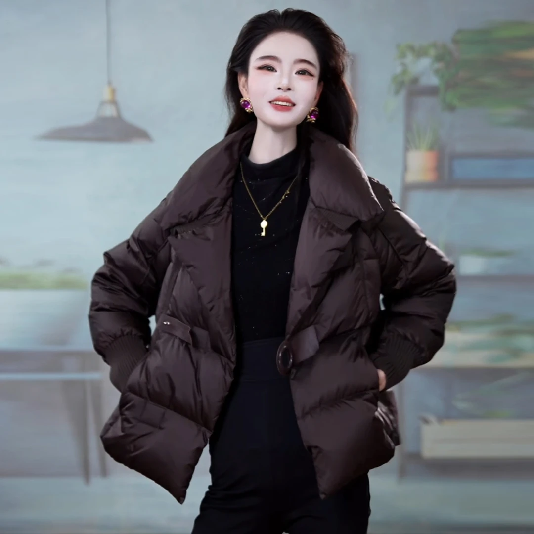 加厚羽绒服女2025冬季新款时尚面包服减龄洋气保暖白鸭绒短外套