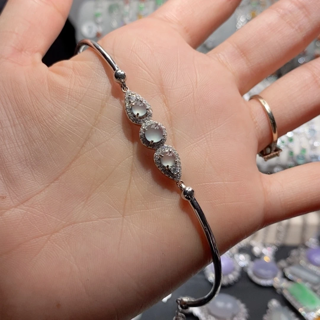 翡翠手链银S925镶嵌?*c c c