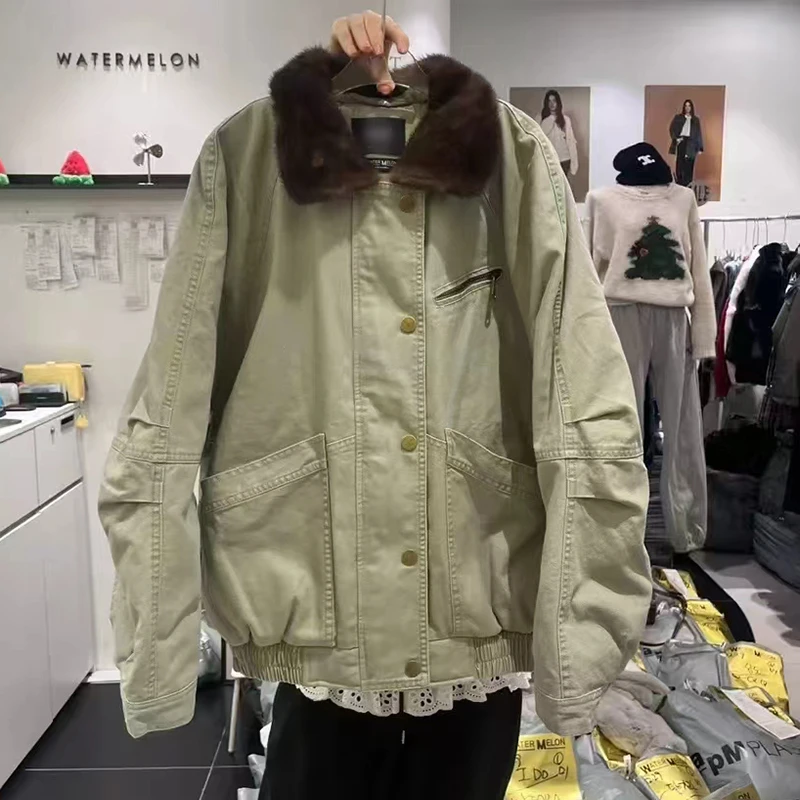 【泡菜早秋上新】工装风翻领90‘白鸭绒羽绒服外套女