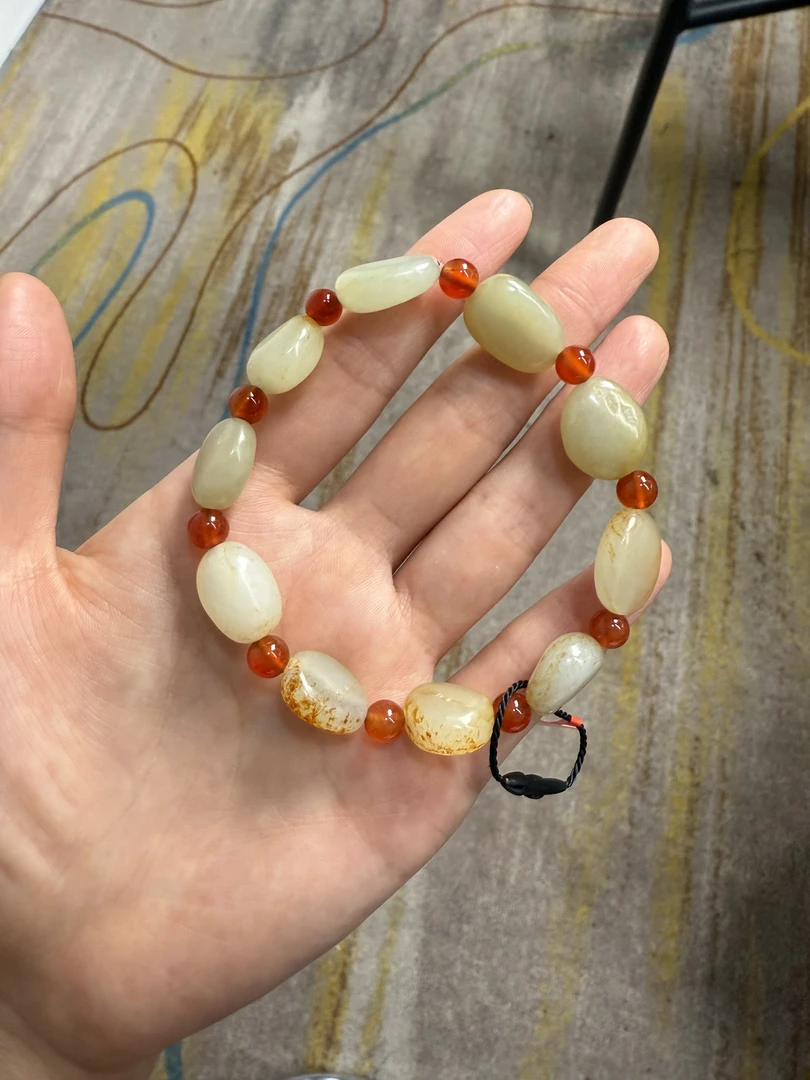 和田玉原石单圈手链