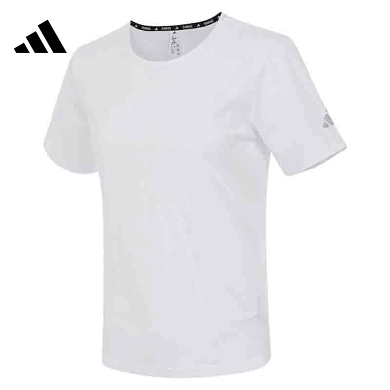 adidas阿迪女子运动短袖ESS SS TEE W透气梭织无领短T恤JZ2205