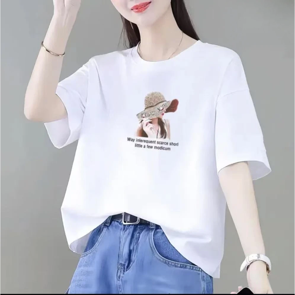 纯棉短袖t恤女夏季新款韩版宽松大码胖mm洋气减龄打底衫圆领上衣