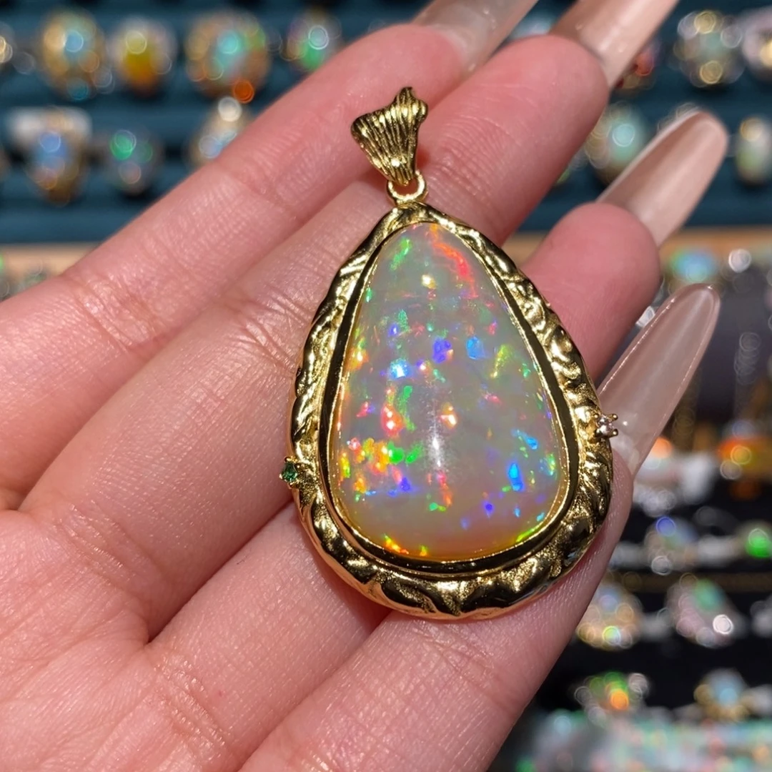 欧泊银S925镶嵌吊坠