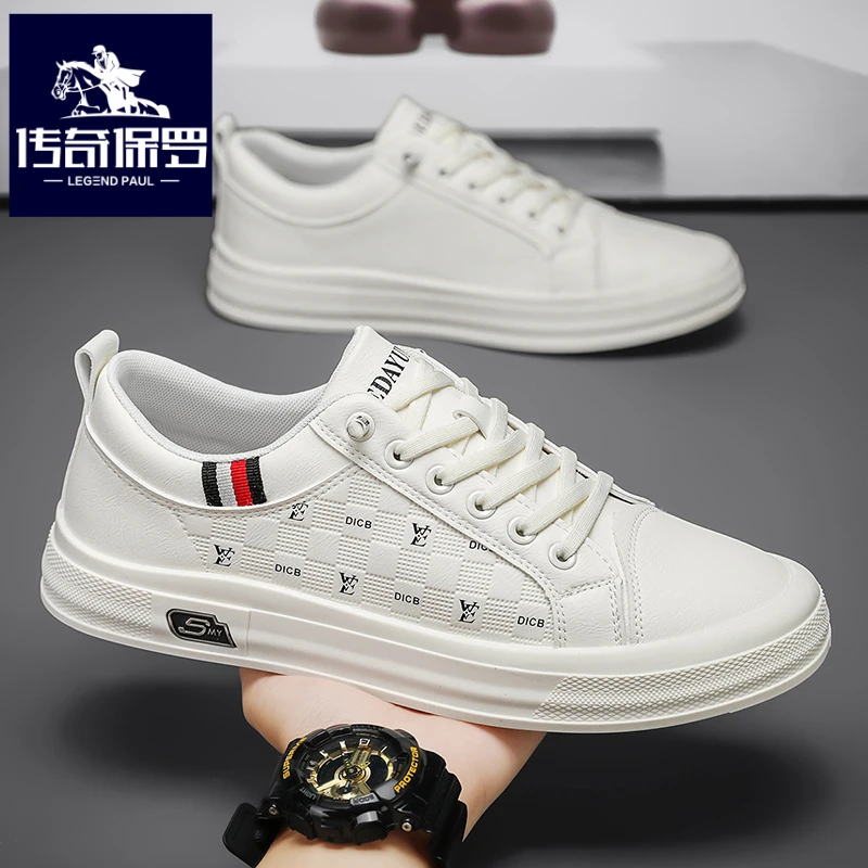 传奇保罗正版一脚蹬男鞋冬季潮流百搭休闲板鞋男士开车低帮小白鞋