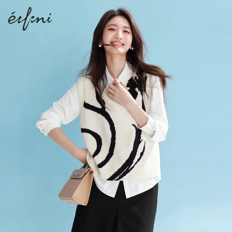 【商场同款】伊芙丽绵羊毛气质毛针织衫女24新款修身毛衫1F2130241