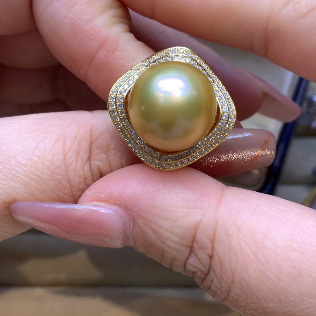 银S925镶嵌戒指海水珍珠