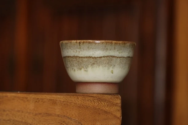 台湾瓷器 蔡荣佑作品 双挂釉杯 主人杯 陶瓷杯 茶杯 柴烧杯