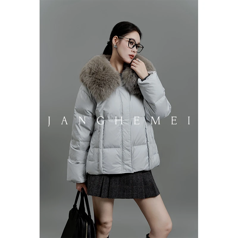 JANGHEMEI【雪落时分】90白鸭绒狐狸毛领保暖羽绒服外套 E26531M44