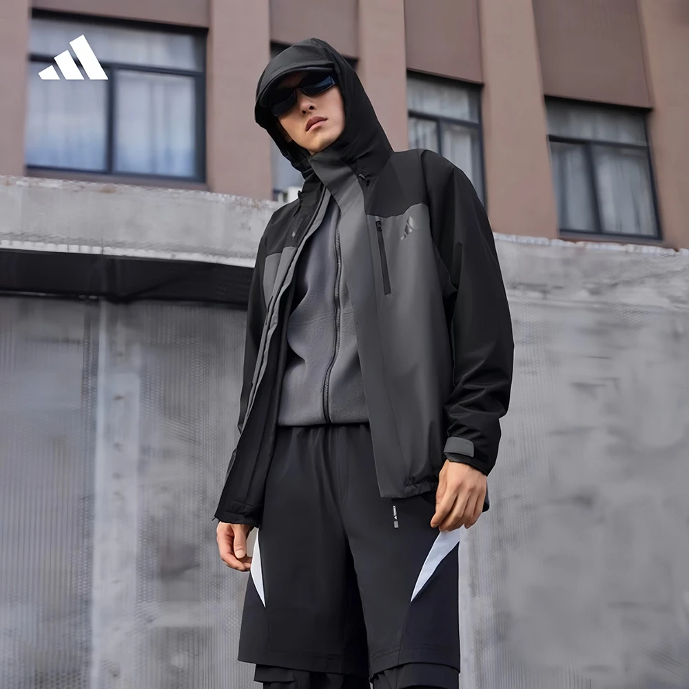 adidas/阿迪达斯男士运动休闲外套拒水防泼加绒内胆三合一冲锋衣