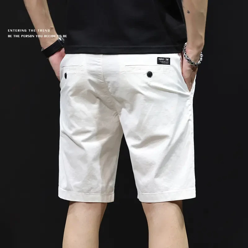 法国Cebrodz凉感白色休闲短裤男士潮牌夏季薄款5分中裤运动工装男