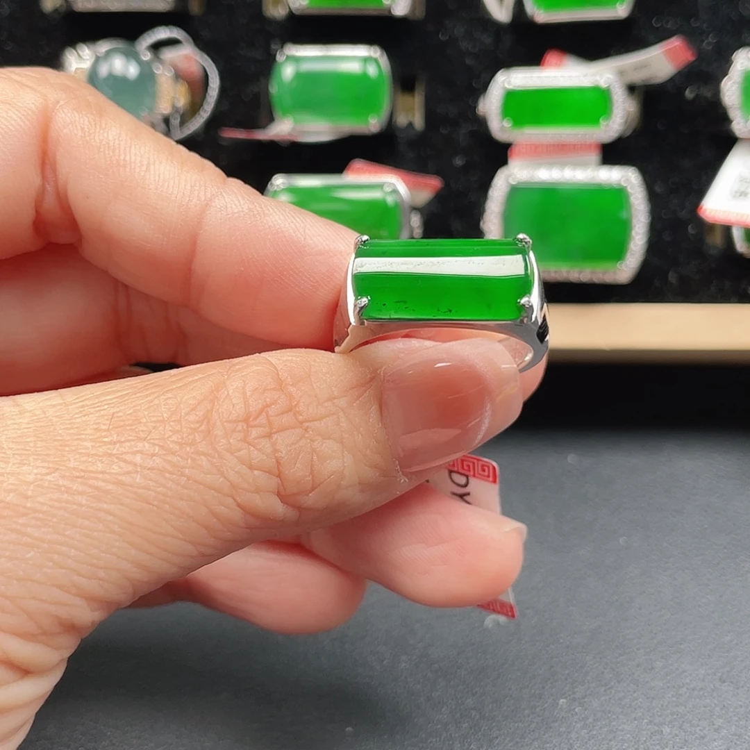 翡翠银S925镶嵌戒指编号4050没运费险