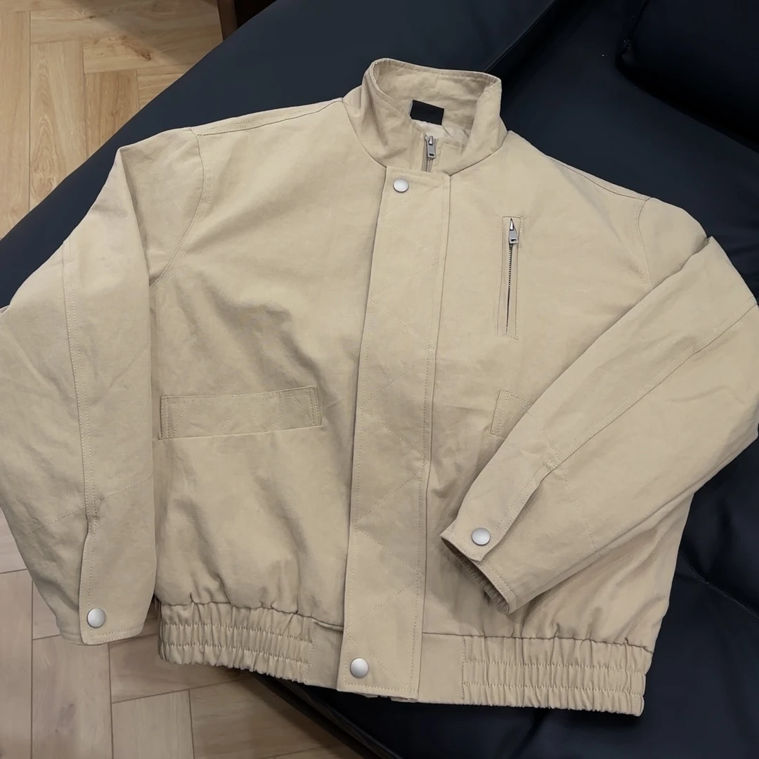 【慌慌】2025新款复古日系做旧廓形cleanfit夹克短宽立领外套9941-1