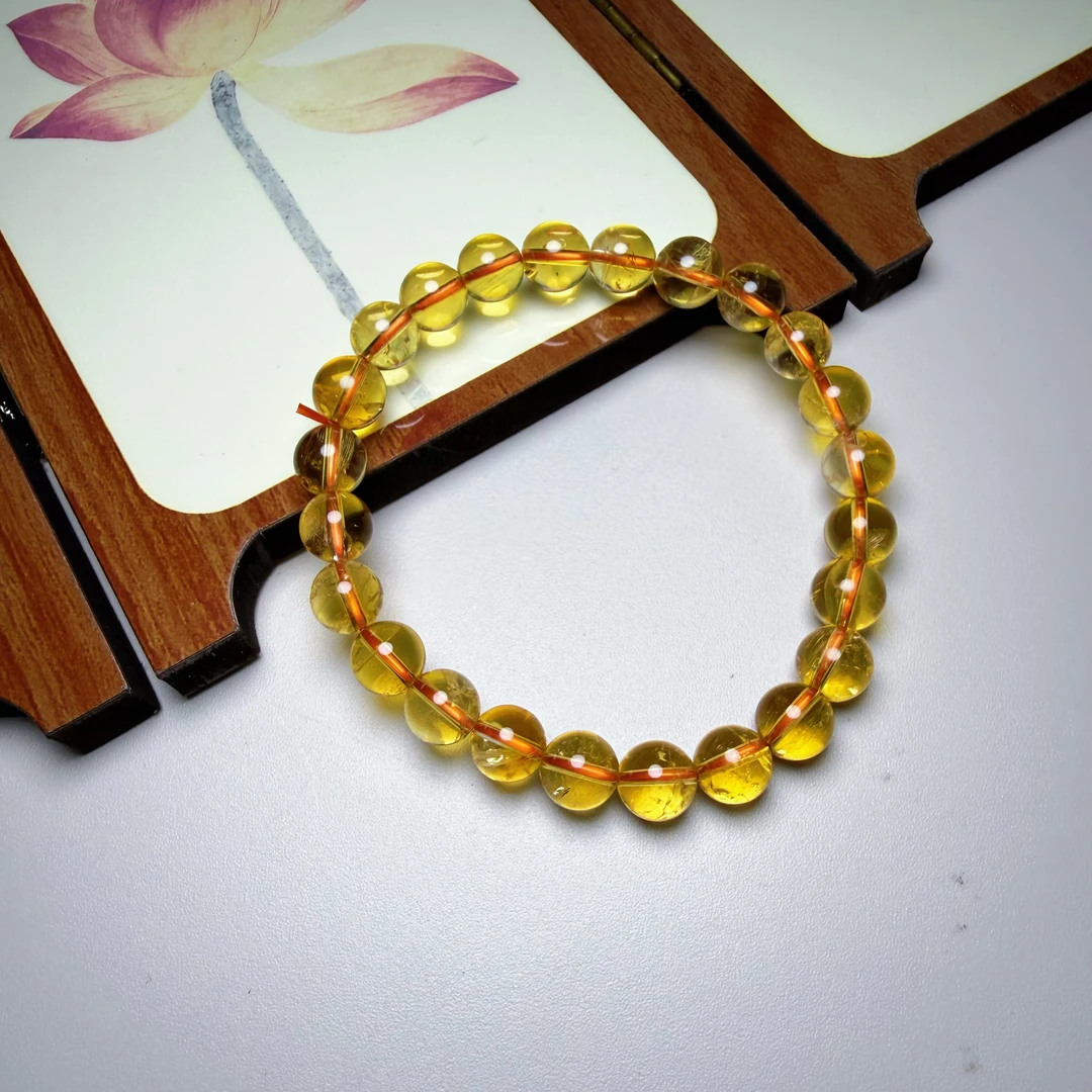 天然黄水晶金红料手串时尚百搭精美单圈女款男士