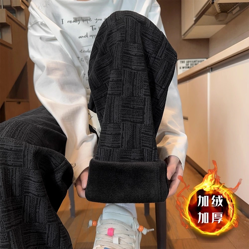 灯芯绒裤子男士秋冬款加绒加厚2025新款男生休闲长裤直筒卫裤