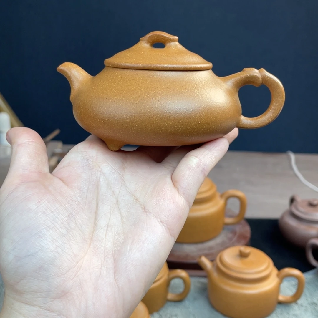 紫砂茶壶半手工老宕口黄金段简瓢170cc
