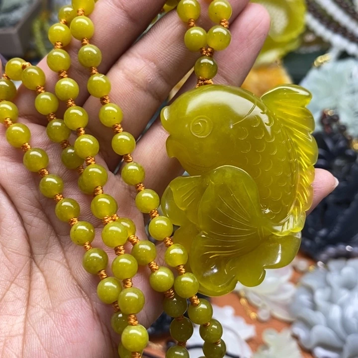 未镶嵌岫玉吊坠毛衣链锁骨链