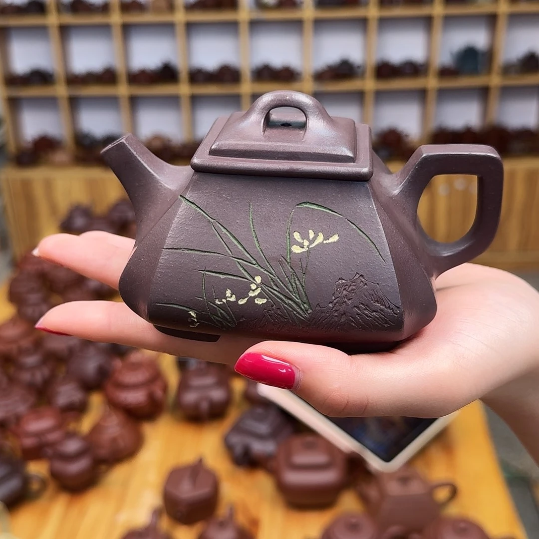 茶壶紫砂紫砂壶四方抽角石瓢260cc