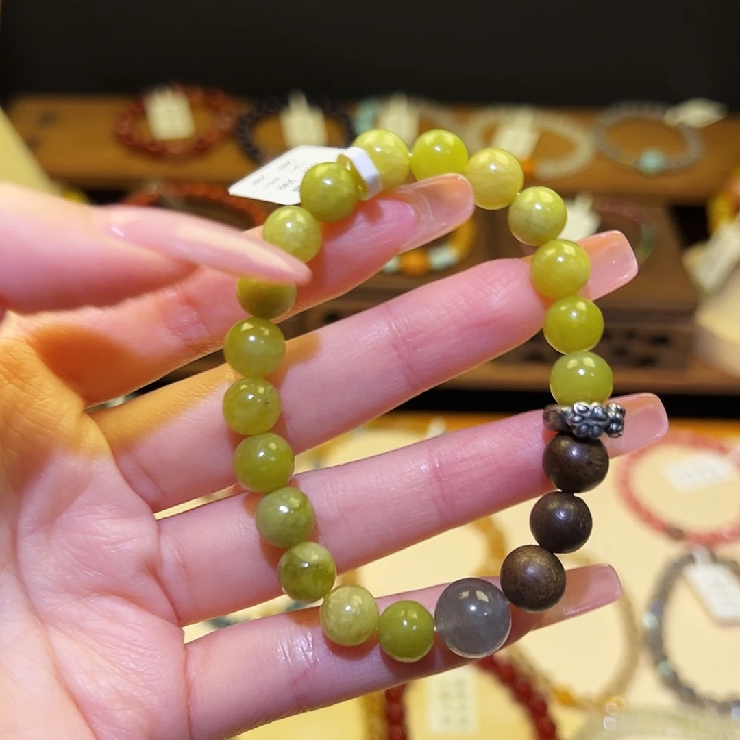 银S925镀金镶嵌水晶手串绿2016