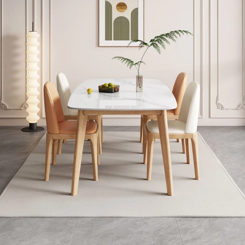 【意式岩板餐桌】加厚实木岩板餐桌家用饭桌子现代简约小户型西餐桌