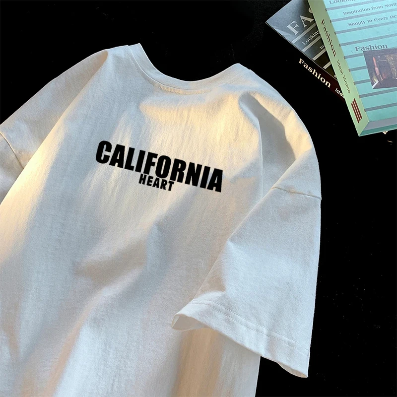 【重磅纯棉】t恤男夏季休闲简约印花半袖上衣男生英文字母百搭短袖