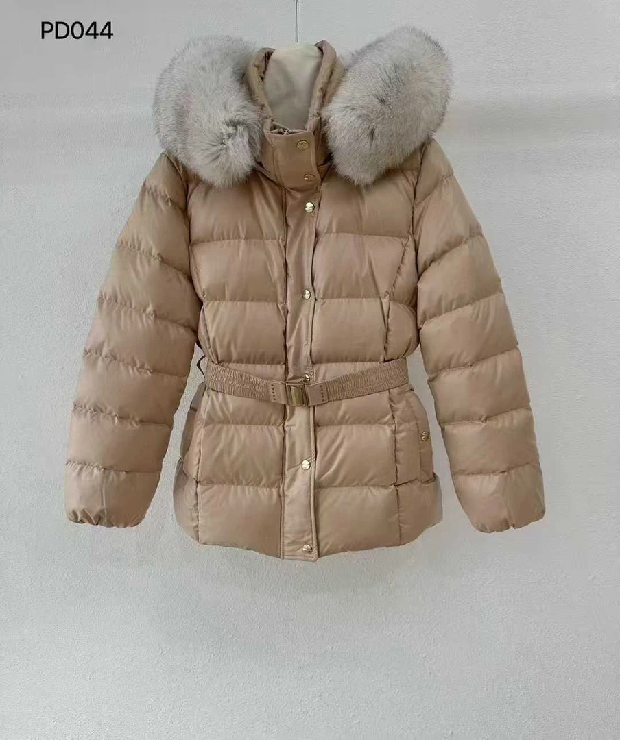 044连帽宽松大码女式羽绒服上衣冬款时尚大毛领