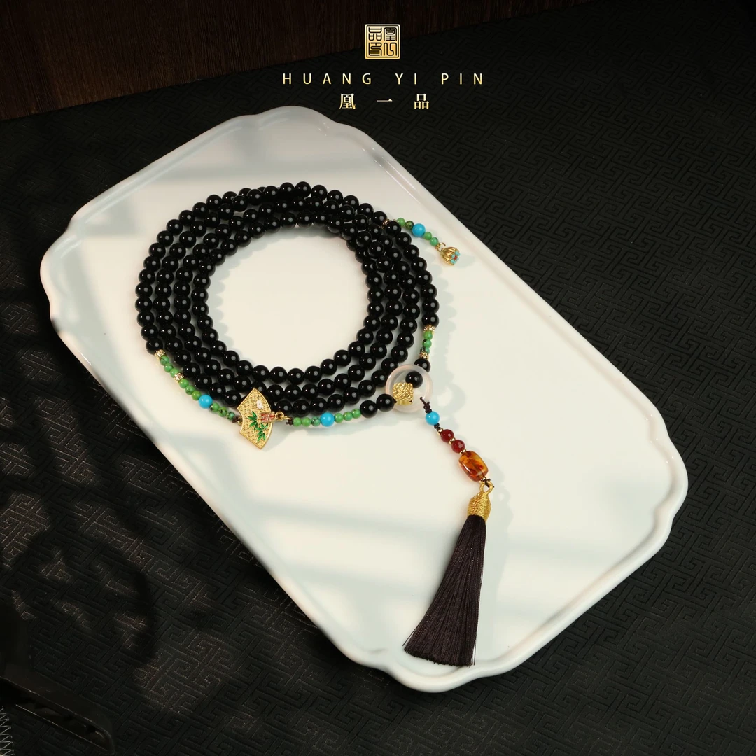 【凰一品】新中式黑玉髓玛瑙斜挎链