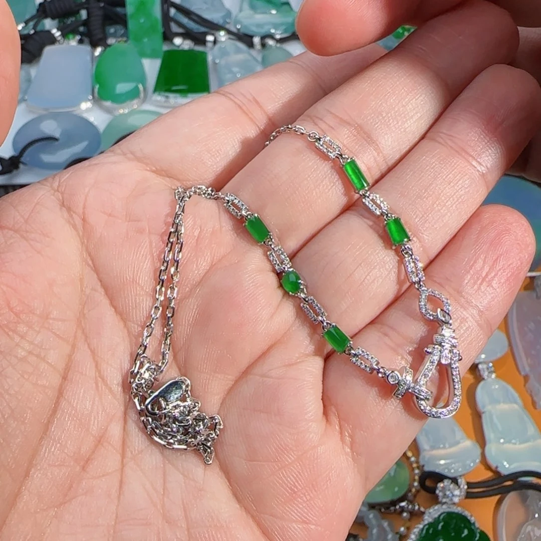 翡翠18K金镶嵌颈饰万能链