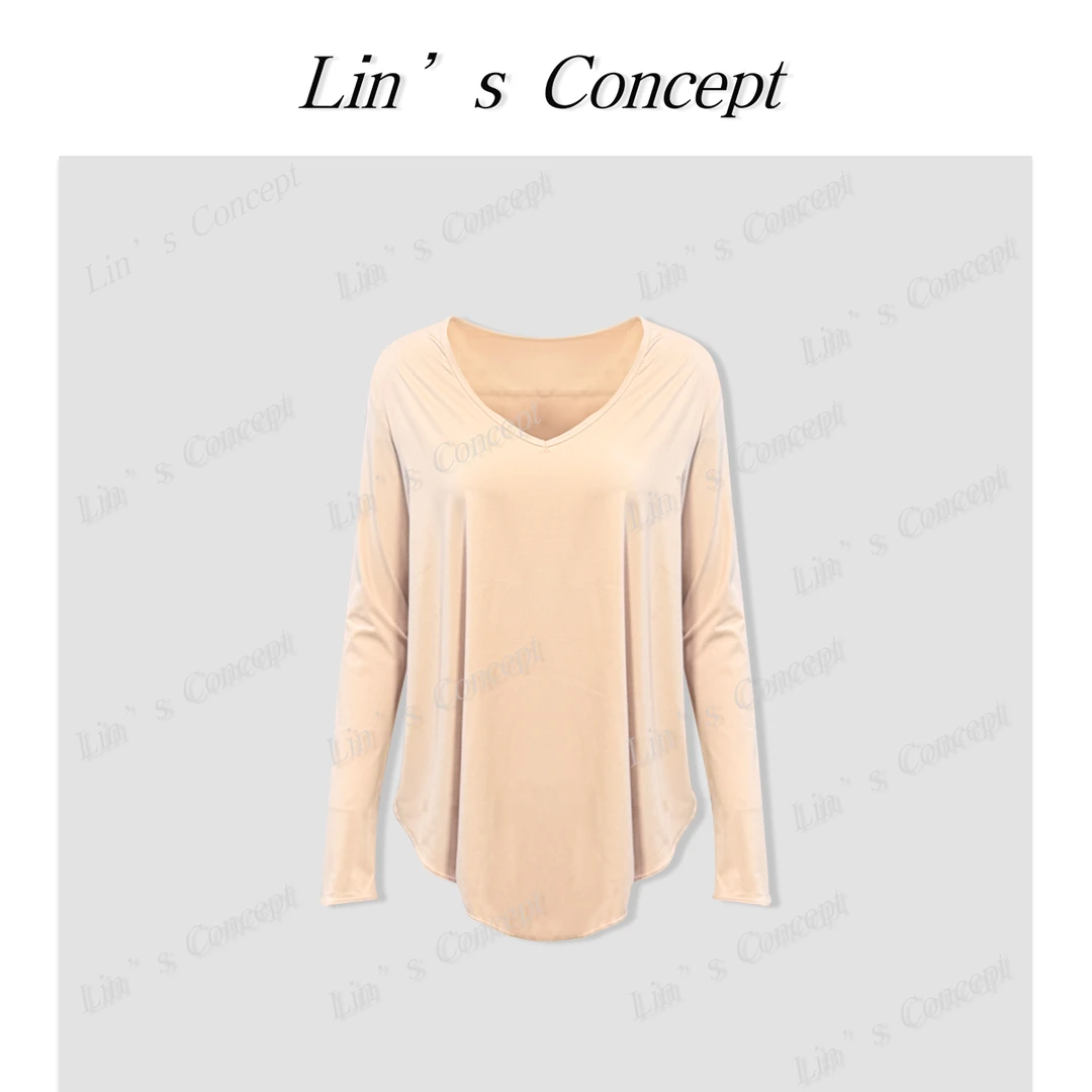 【Lin's concept】极简设计师款LU风宽松V领T恤 DL2405512
