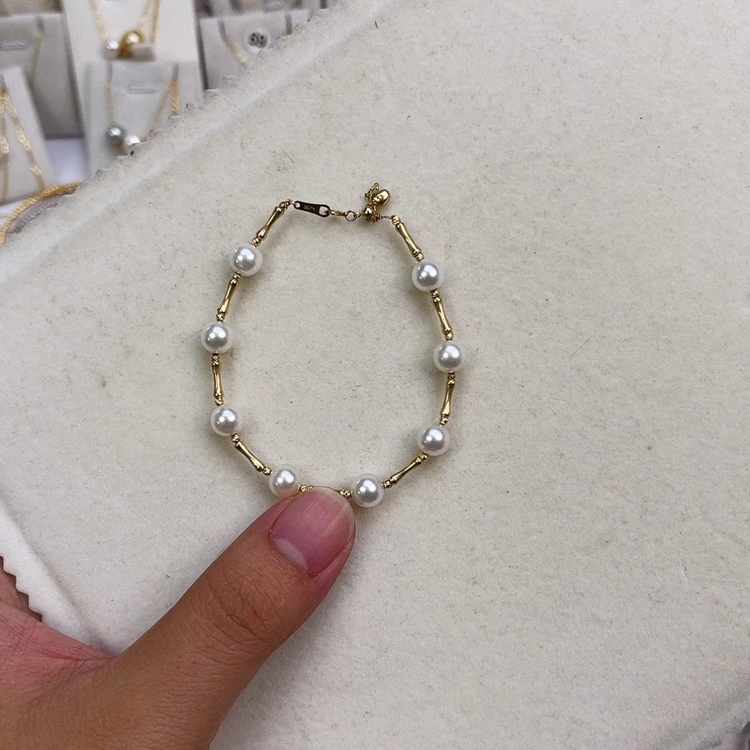 18K金镶嵌手绳海水珍珠