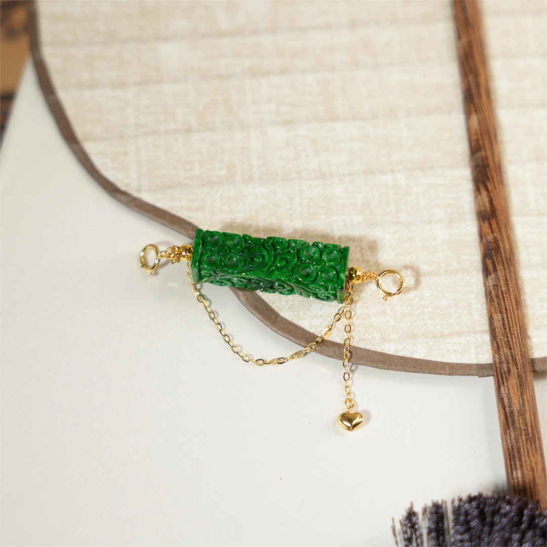 向梦-天然A货翡翠18K金吊坠