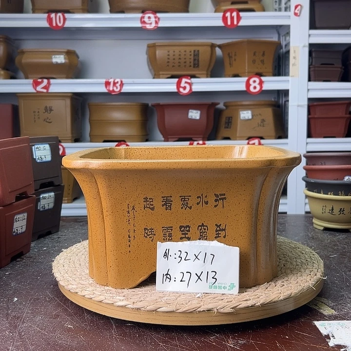紫砂花盆蛇年大吉