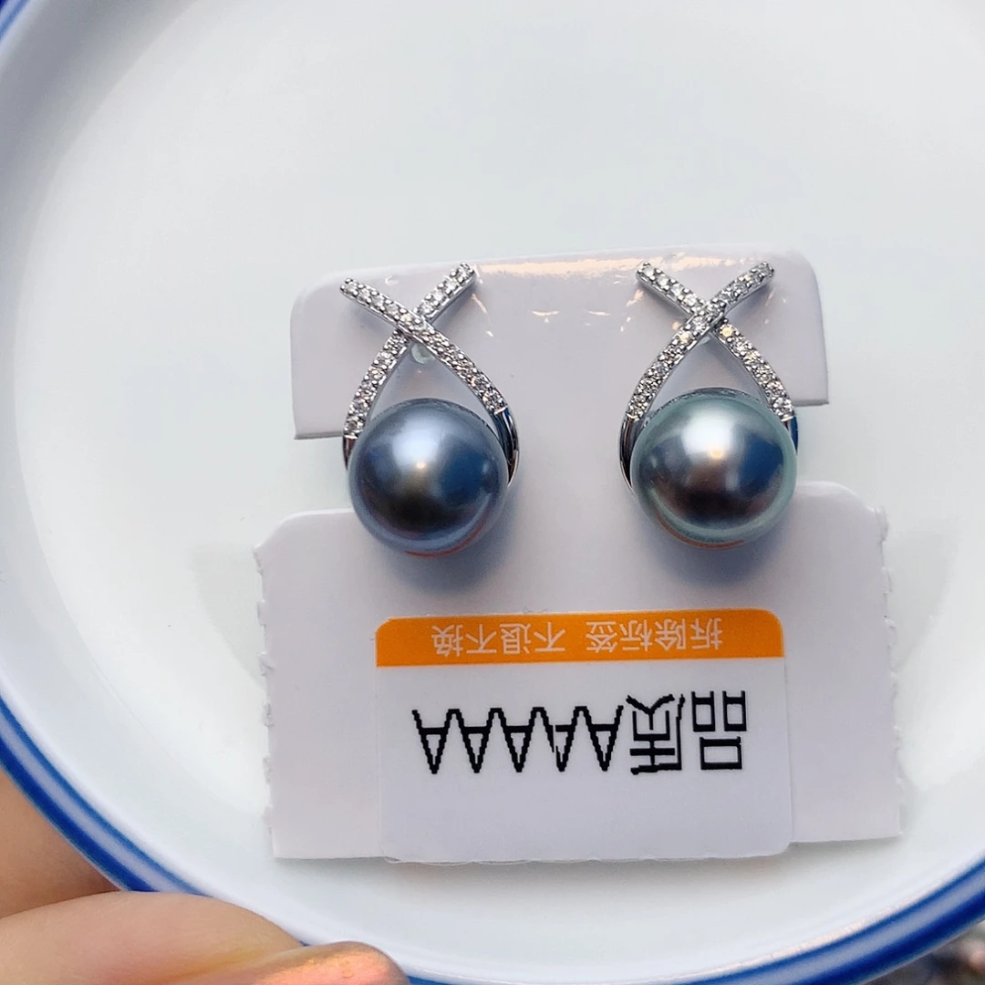 耳饰银S925镶嵌海水珍珠w47