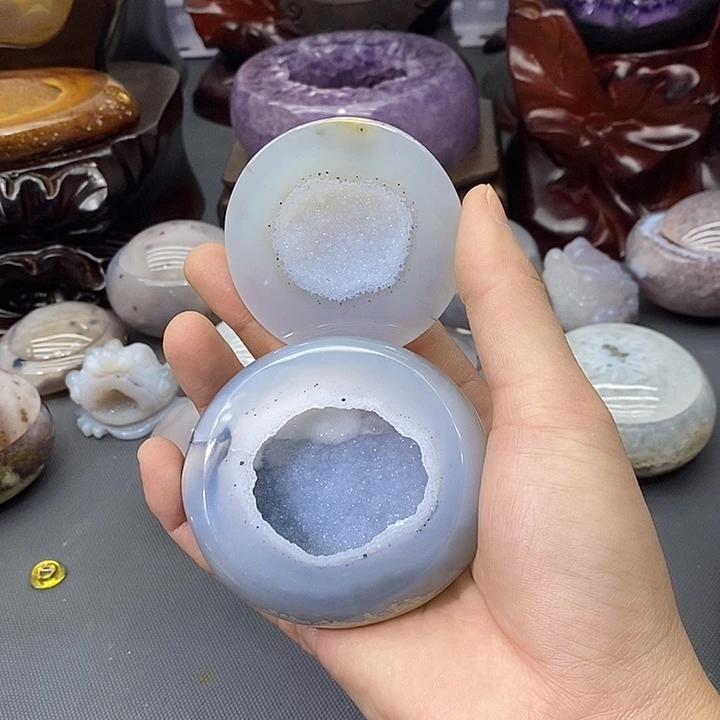 紫晶未镶嵌摆件蓝软雪景