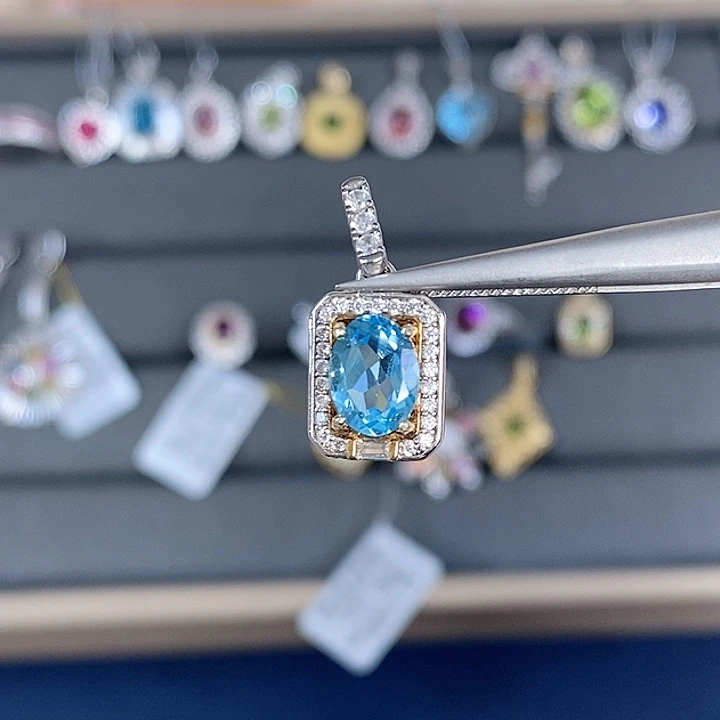 托帕石吊坠(不含链)银S925镶嵌