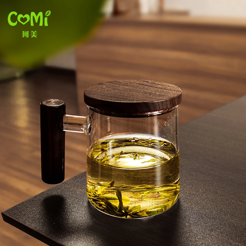 手冲美式冷萃咖啡杯透明简约家用带盖高档精致茶道杯玻璃杯花茶杯