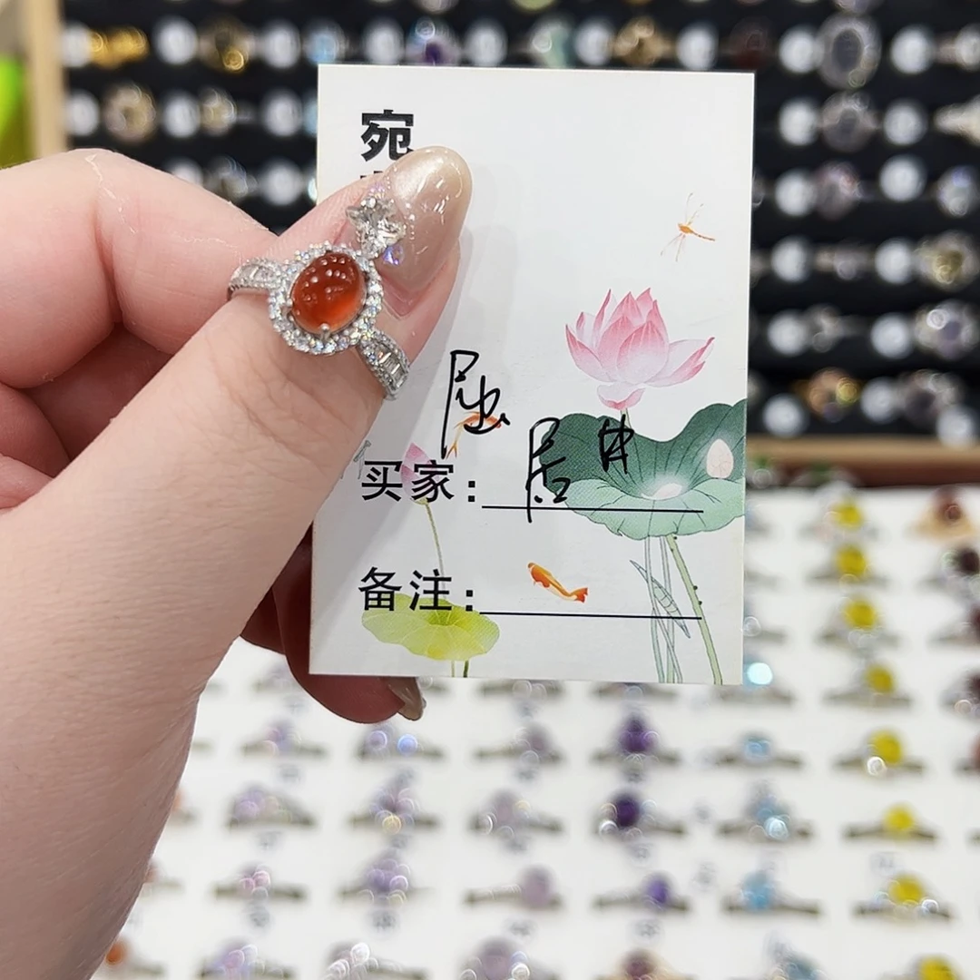 石榴石戒指银S925镶嵌居*戒指