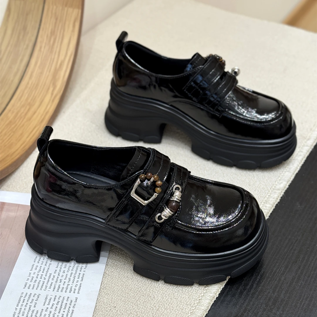 网红时尚松糕皮带扣乐福鞋女2025新款秋厚底jk甜酷小皮鞋爆款单鞋