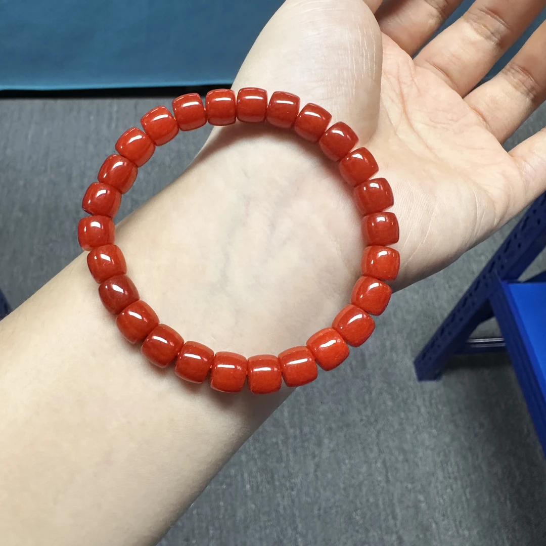 小帅的珠宝仓—精美满色满肉锦红直切手串景泰蓝多样性发一